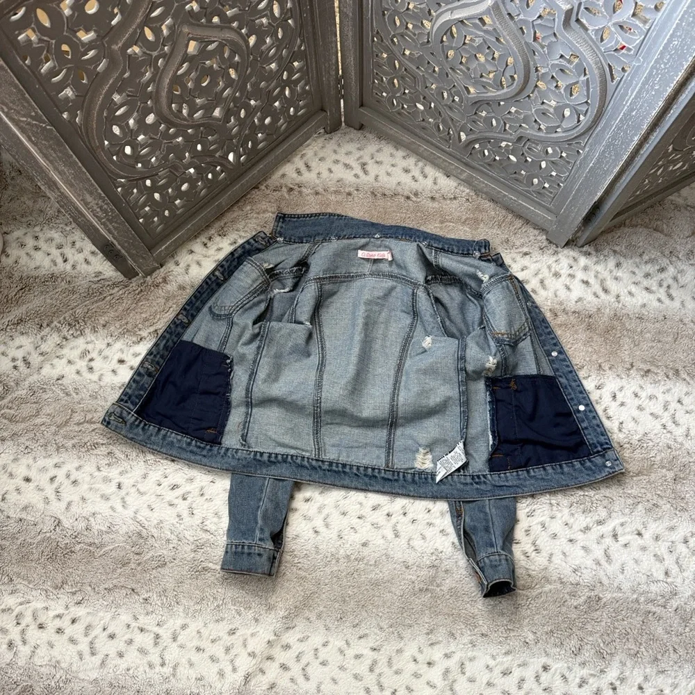 Ci Sono cropped jean jacket girls size 10 distressed denim girlhoodcore school